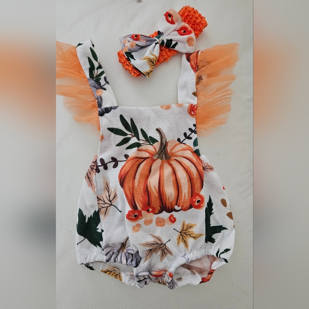 Fall Pumpkin romper and Headband